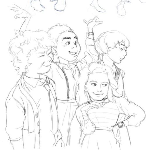 A redraw of the stranger things kids! I made this alongside the last piece I uploaded. Its a sketch 