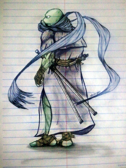 ninjatertel:  I drew a Leo at work.. WORK IS UGH…. Scarves tho.. I’m taking a liking to them :”>