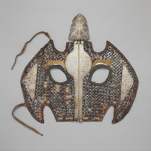 Head Defense for a Horse (Shaffron)Tibetan or Mongolian, late 15th–early 17th century Iron, leather,