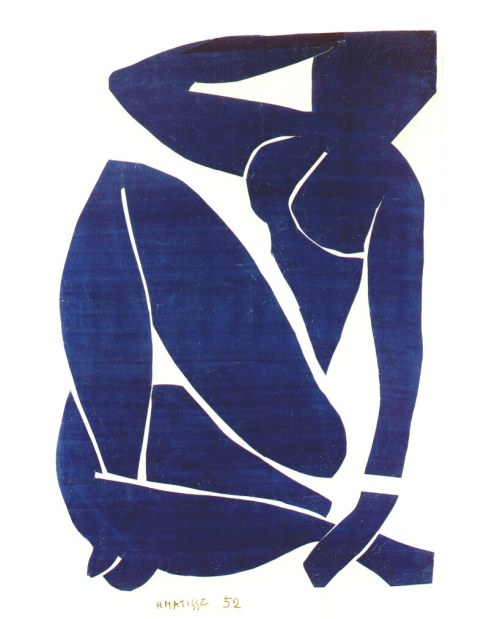 dappledwithshadow:  Seated Blue Nude IV, Seated Blue Bude IIIHenri Matisse, 1952Paper cut-out and gouache 