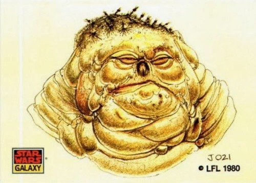 From the drawing board to the screen: my favorite Star Wars character, Jabba the Hutt.