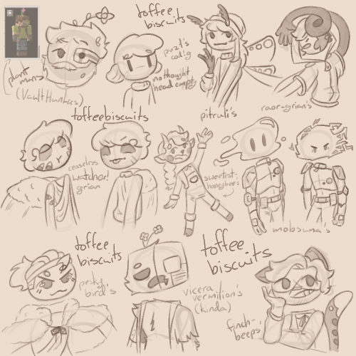 could i interest you in some doodles of other people’s hermit designs? ouo (full credit to the origi