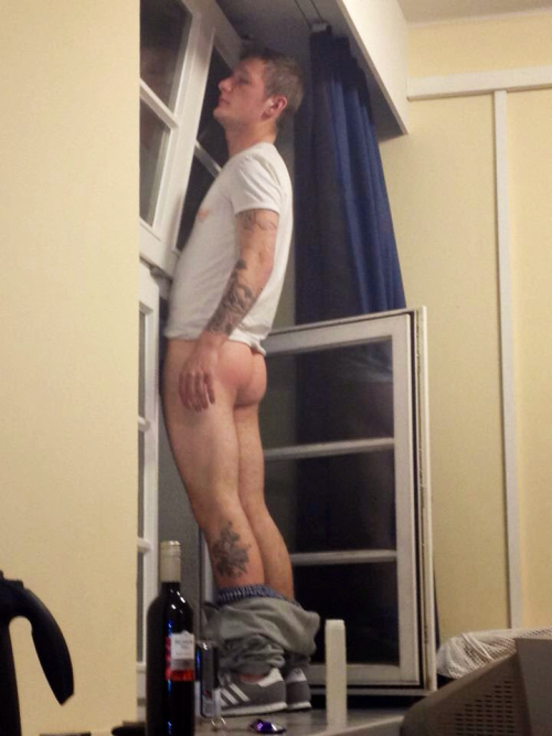 nakedregularguys:  Dick in the window