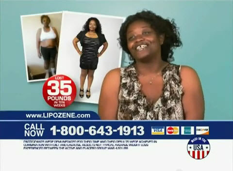 booty-boobs-booches:  IF YOU WATCH ENOUGH LATE NIGHT TV YOU WILL STUMBLE UPON THIS JOY OF A COMMERCIAL FOR LIPOZENE. A MIRACLE WEIGHT LOSS DRUG THAT LETS YOU LOSE 30LBS WITHOUT DIET OR EXERCISE.. YEAH.. LOVE THIS CHICK IN THE COMMERCIAL WITH THE MICHAEL