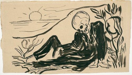Edvard Munch (Norwegian, 1863-1944, b. Ådalsbruk, Løten, Norway) - Pakledd Skjelett (Dressed Skeleto