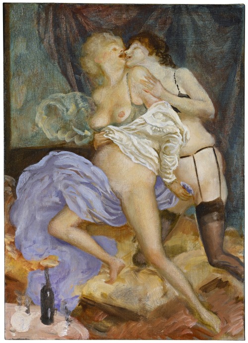 thunderstruck9:  John Currin (American, b. 1962), Untitled (Study for The Conservatory), 2010. Oil on canvas, 40.6 x 27.6 cm.