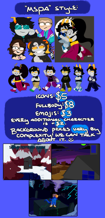 e8luhs: hi im cyan e8luhs! im a sixteen year old artist and id like to make some art for you check o