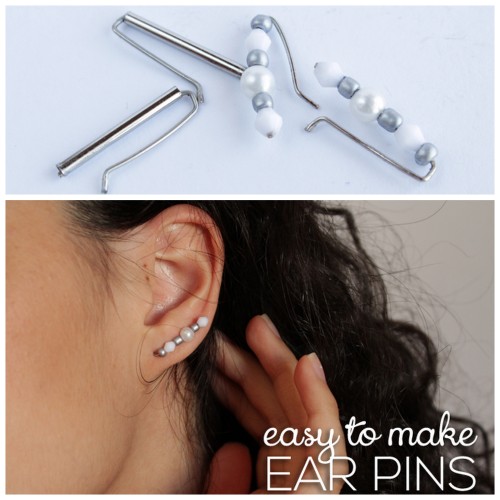 DIY Earpins&rsquo; Tutorial from Curly Made. These are so easy to make. One photo that looks like th