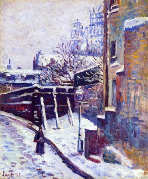 Maximilien Luce - Montmarte, Snow Covered Street, 1897.