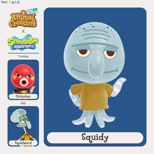 i turned squidward into an animal crossing villager(via)