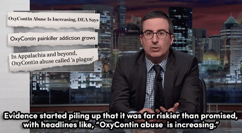 micdotcom:  Watch: John Oliver dives into our opioid problem — and shows the disturbing ways big pharma got us into this mess.  