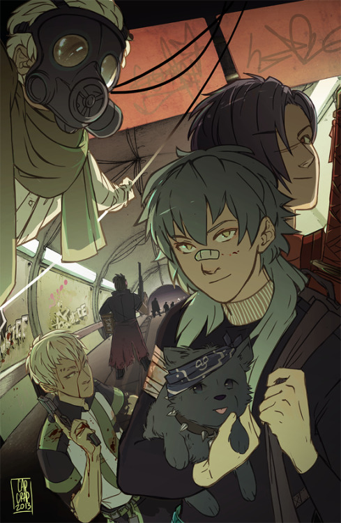 captaincrapster:  “Don’t make it a zombie AU. Don’t make it a zombie AU. Don’t do it, Eli. Don’t draw another zombie AU."  I drew a zombie AU Print available on Storenvy! (Heads up, the site’s having a bit of trouble with images