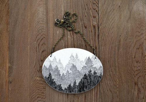 etsy:  “I love playing with textures, like the scribbled markings of a pencil or the lovely staining effects of watercolor. I’m most happy working small and can usually be found with the tiniest tool I can find. My tiny obsession … eventually led