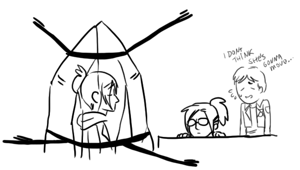 attackondazz:  I really need more drawings/whatever of traitors trio being hanji’s