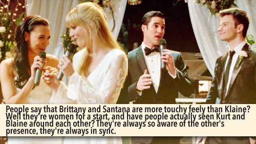 karmyarmycaptain:epiclove-proudlyso:gleeksandtheirconfessions:People say that Brittany and Santana a