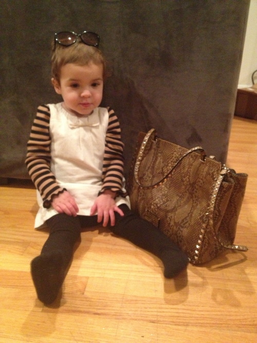 Too cool for school in my stripes and snake skin Valentino bag. Get My Look Here: Dress Shirt Tight 