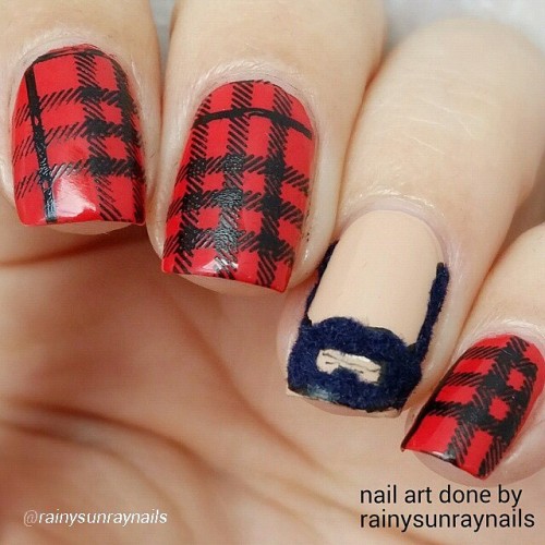 Hah! Omg this #manicure has a #beard! Cutest, funniest #naildesign I’ve seen. @rainysunraynail