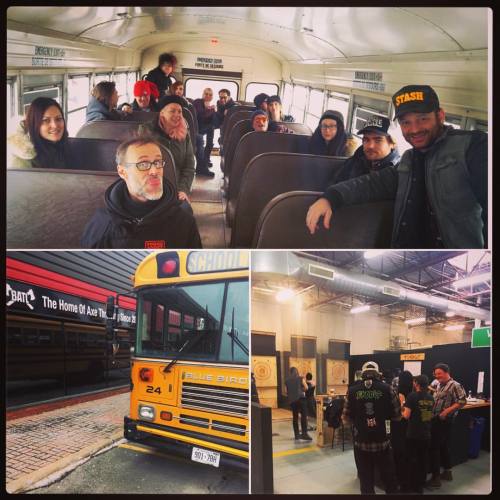 TARG staff #wizard #xmas #party kicks off with a sweet school bus ride to @batlground for some axe t