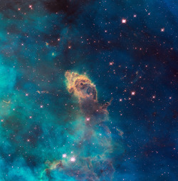 humanoidhistory:  A stellar jet in the Carina Nebula, imaged by the Hubble Space Telescope.