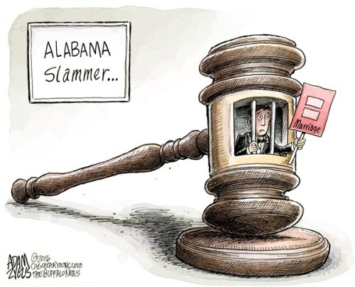 cartoonpolitics:refers to Roy Moore, the homophobic chief justice of Alabama’s highest court, 