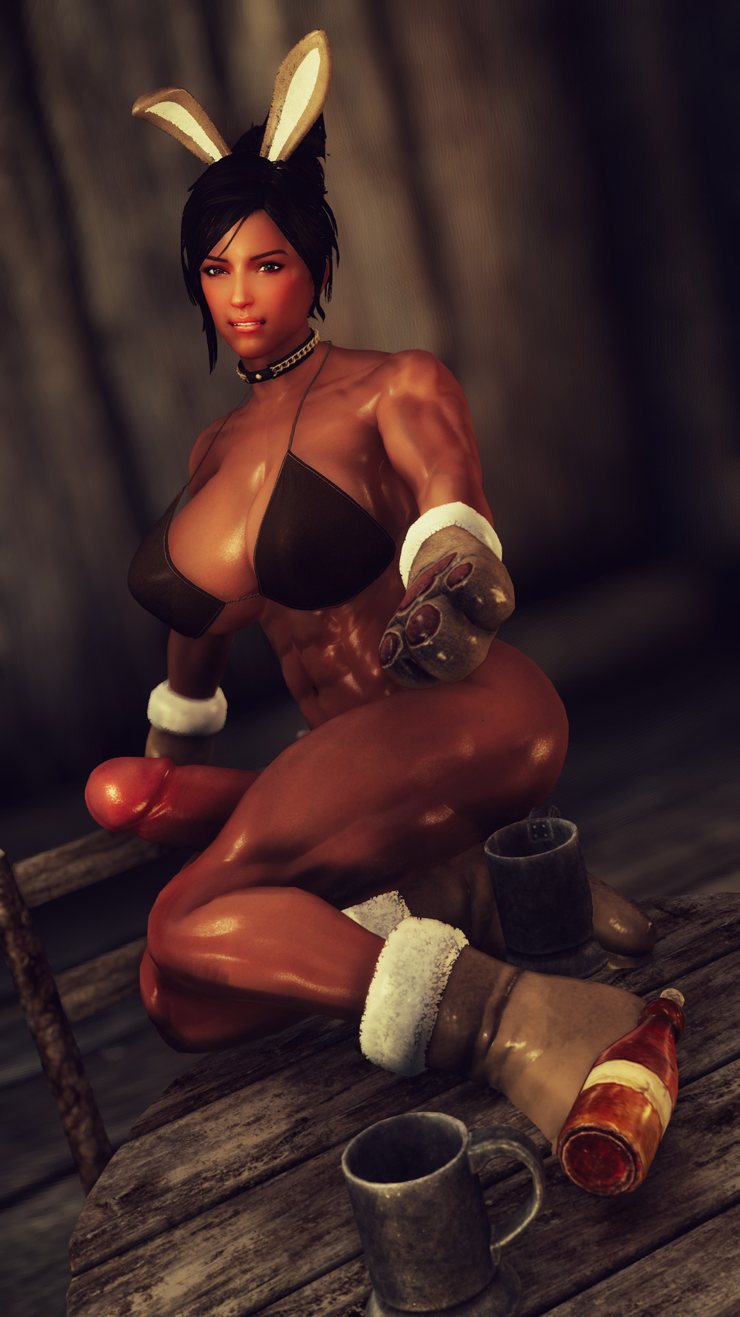 futanariprisoner: HAPPY EASTER! From your milk chocolate futanari amazon sweetheart,