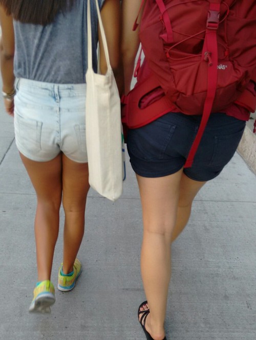 candidianvoyeur: Nice to walk behind some tight asses #creepshot #canadiangirls #tightjeanshorts