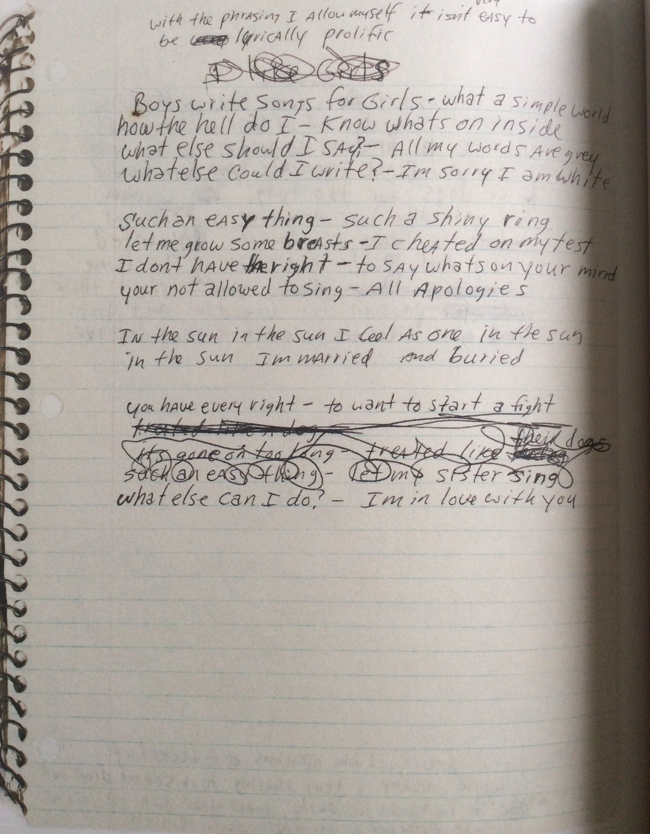 I Ve Lost My Mind Many Times Kurt S Original Lyrics Notes For The Eventually