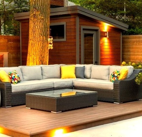 Example Of A Trendy Backyard Deck Design With No CoverAn Example Of A Modern Backyard Deck Without A
