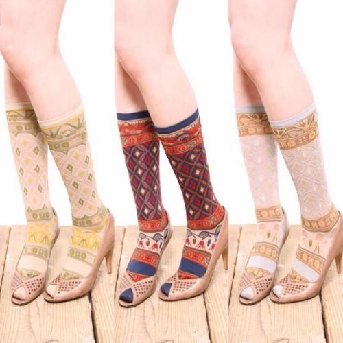 paisleydolly:  New Verum socks range Utopia S/S 2014 Release Date: 30/3/2014 Price 1,800 yen Top row: Sparkle Carousel (Pink Gold and Champagne Gold) Middle row: Sacred Place (Navy, Light Gray and Burgundy) Bottom row: Botanic Garden (Beige, Dark Blue