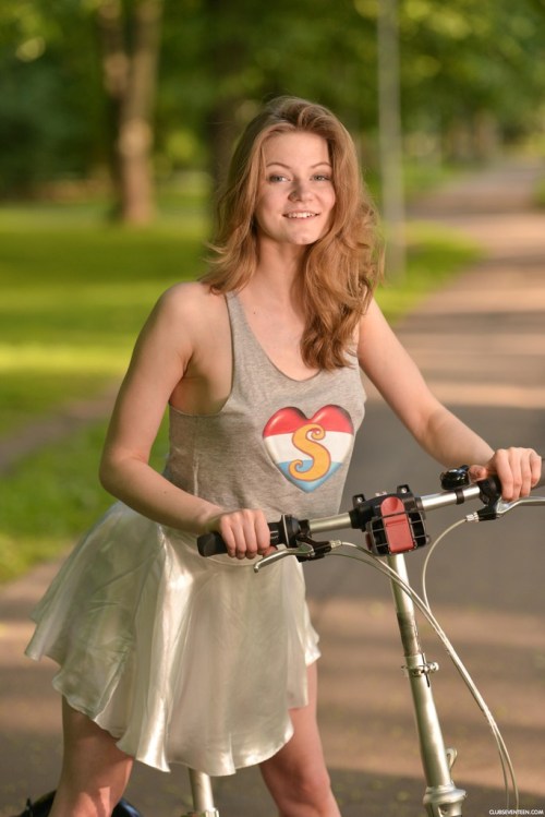 freeones: Popular cam girl and model Patricia Patritcy aka Merry Pie goes for a bike ride.  Hey, wh