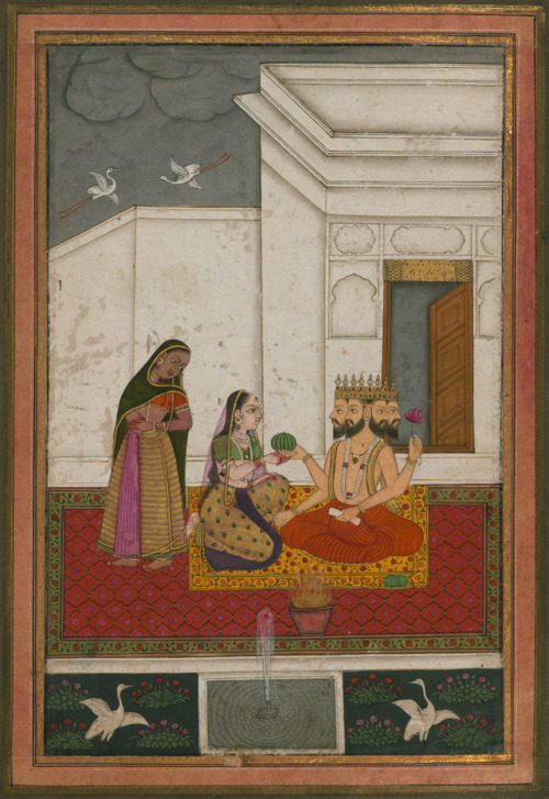 Brahma, Khambhavati Ragini, Miniature Painting, Deccan School, Ragamala-series, 19th Century