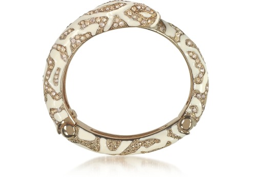 thecartierrug:Roberto CavalliGolden Brass and Ivory Enamel Bangle with Crystals