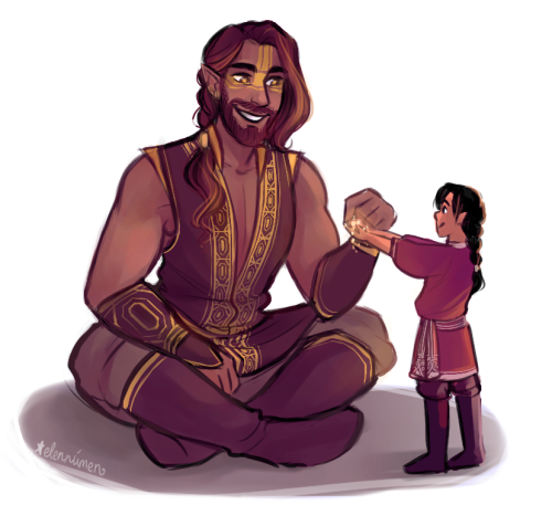 elennumen:@calendille said: Hi! Can you please draw Fëanor meeting Aulë as a kid, with shiny jewels 