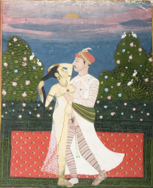 A Noble Couple in Union, Nepal, circa 1830Opaque watercolor and gold on paperLAMCA