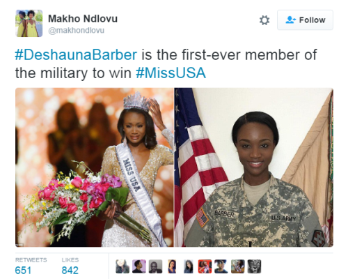 xjedwards: rudegyalchina: nevaehtyler: Black Miss USA is everything! What makes this even more event