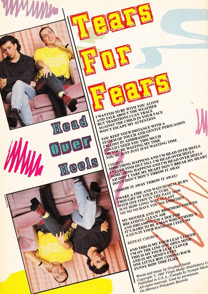 head over heels  Just lyrics, Tears for fears, Lyrics aesthetic