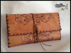 wickedclothes:  Marauder’s Map Wallet A genuine leather wallet with the Marauder’s Map burned into it. Contains three internal pockets. Complete with personalized name to make it your own. Sold on Etsy.