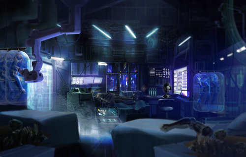 fuckyeahcyber-punk:Cyberpunk Med Clinic by axl99