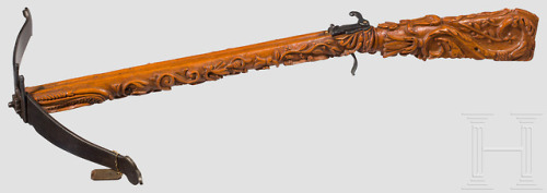 peashooter85: French crossbow with carved stock, 18th century. from Hermann historica