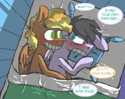 cottonsulk:  artflicker:  Sloppy shading as always. These two from Sonic Rainboom:   I will always ship any background stallions together.This is perfect.  X3!