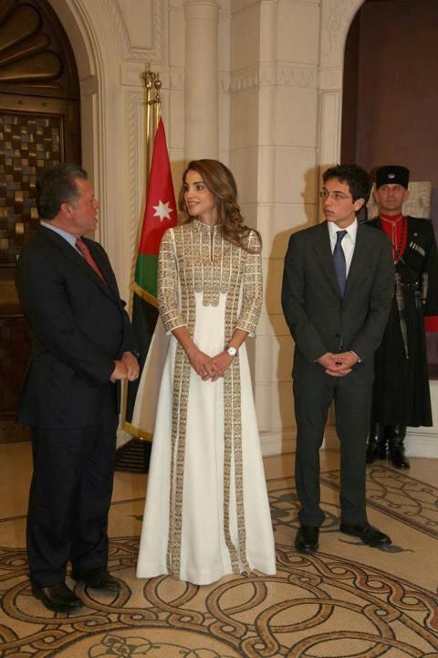Queen Rania of Jordan in Palestinian dress