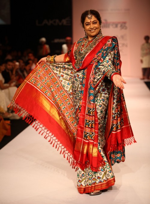 Stylist Giurangi Shah with suberb ikat saree