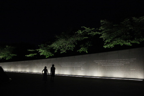 The National Mall by night. Korean War memorial, Martin Luther King memorial, Lincoln memorial and W