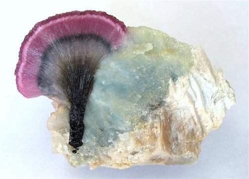 geologypage:  Elbaite | #Geology #GeoloyPage #Mineral  Chemical Formula: Na(Li1.5Al1.5)Al6(Si6O18)(BO3)3(OH)3(OH)  Locality: Palelni mine, Khetchel village, Molo quarter, Momeik Township, Kyaukme District, Shan State, Myanmar  Dimensions: 70 mm  Photo