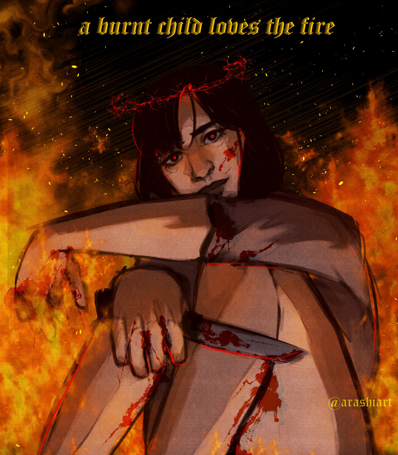 a burnt child loves the fire.[commissions open - my ig] #redraw almost a year later!!  #this was the first illustration i made in my new art style :>  #the old one is on my ig uwu #silent hill #silent hill 2 #angela orosco#sh2#konami #artist on tumblr  #artists on tumblr #my art#artist#art#fanart #silent hill fanart #horror art#blood tw#pyramid head#digital art#commissions open#commissions#creepy#creepy art#gore #silent hill angela