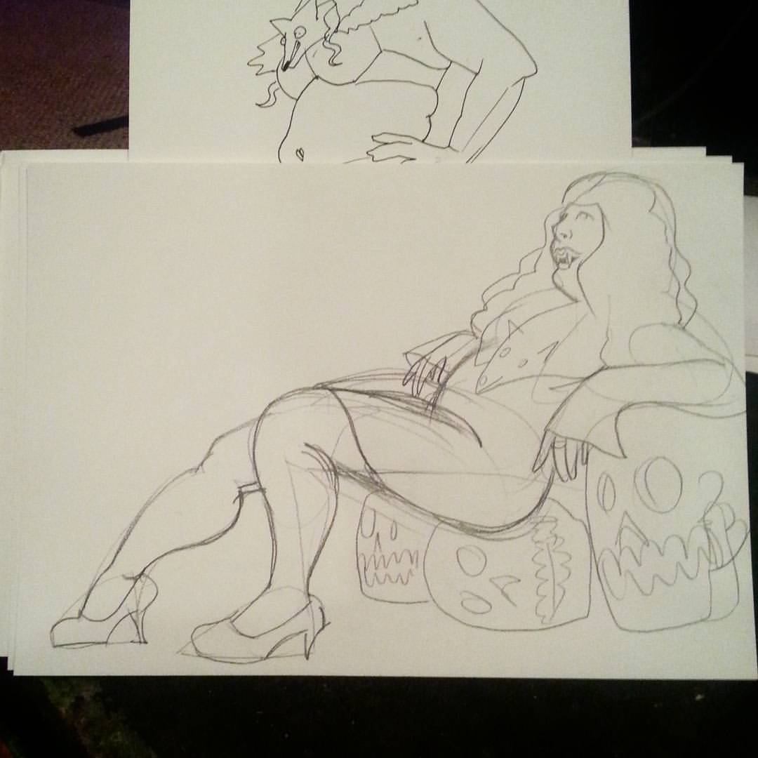 Here&rsquo;s a drawing of Kristi Lyn from Dr. Sketchy&rsquo;s Boston.  #art