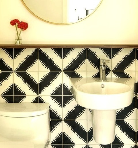 Powder Room - Midcentury Powder Room