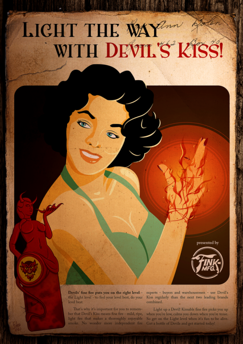 Devil’s KissArt by Fabiana Figueiredohttp://www.fabianainu.tumblr.com/