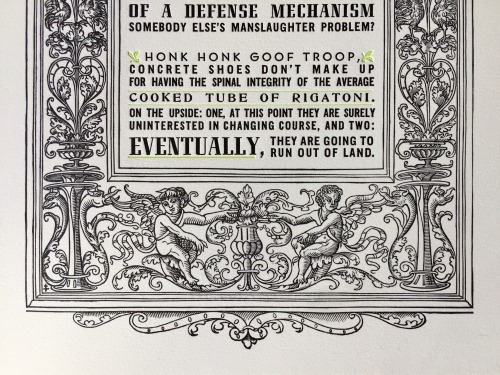 [image description: 9 photos of an 8x11 inch letterpress printed broadside with an illustrated borde
