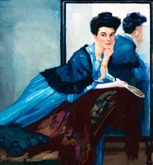 huariqueje: Lady in Blue  -  Leo Putz  1908 Austrian, 1869-1940